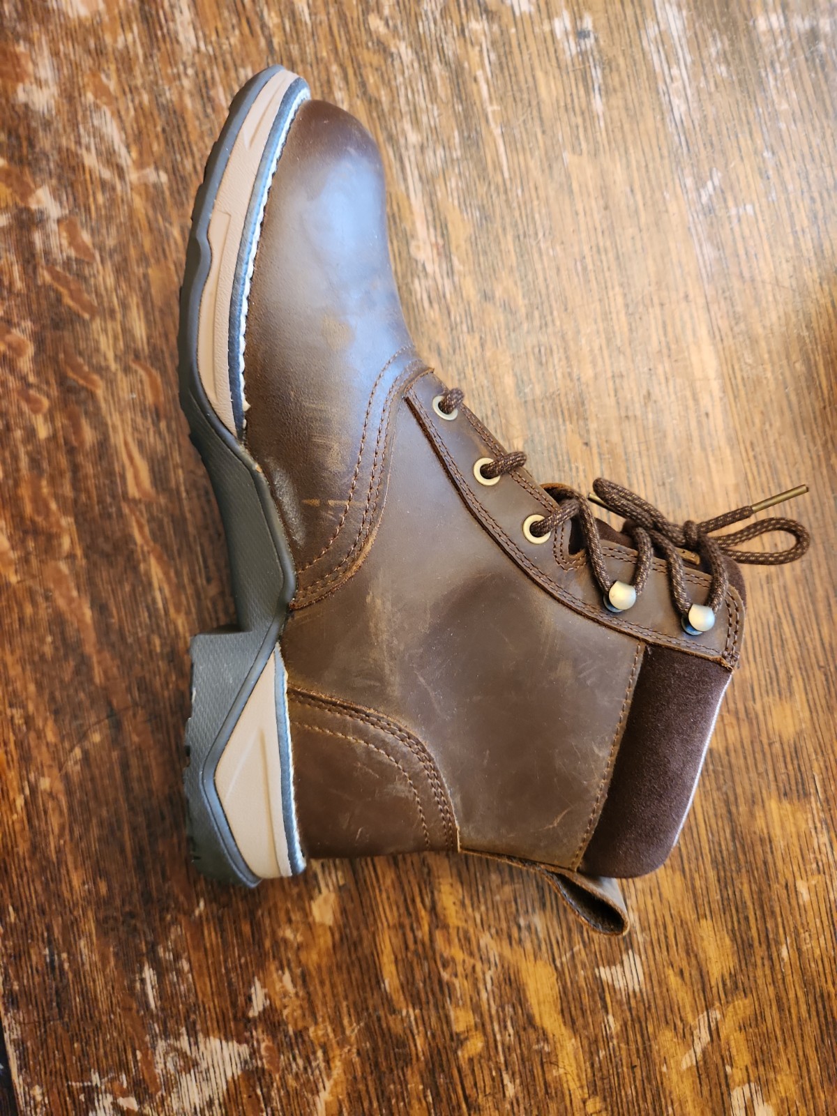 NWNT Ariat Anthem Round Toe Lacer Waterproof Boot Woman 10035822 BROWN 7B.