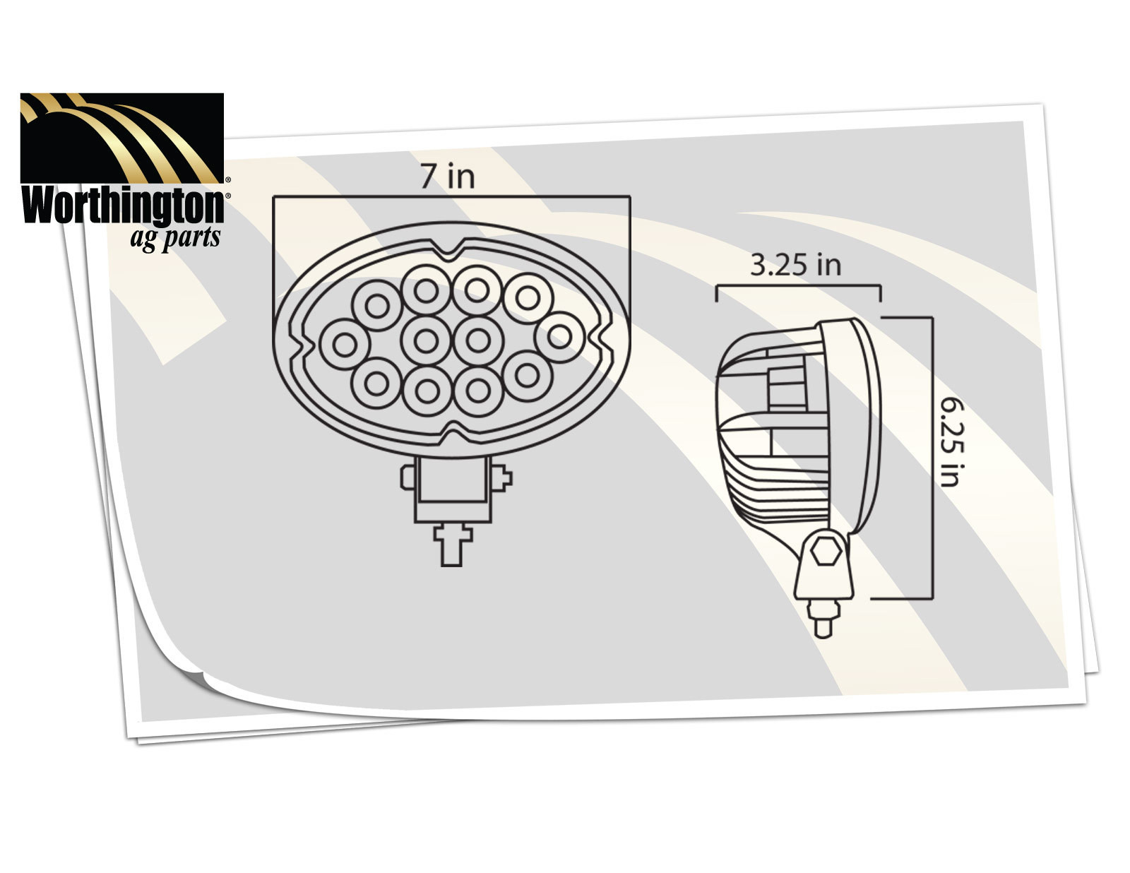 LED-640S LED Oval Cab Light 9-32V 36 Watt LED Spot Beam 2500 Lumens
