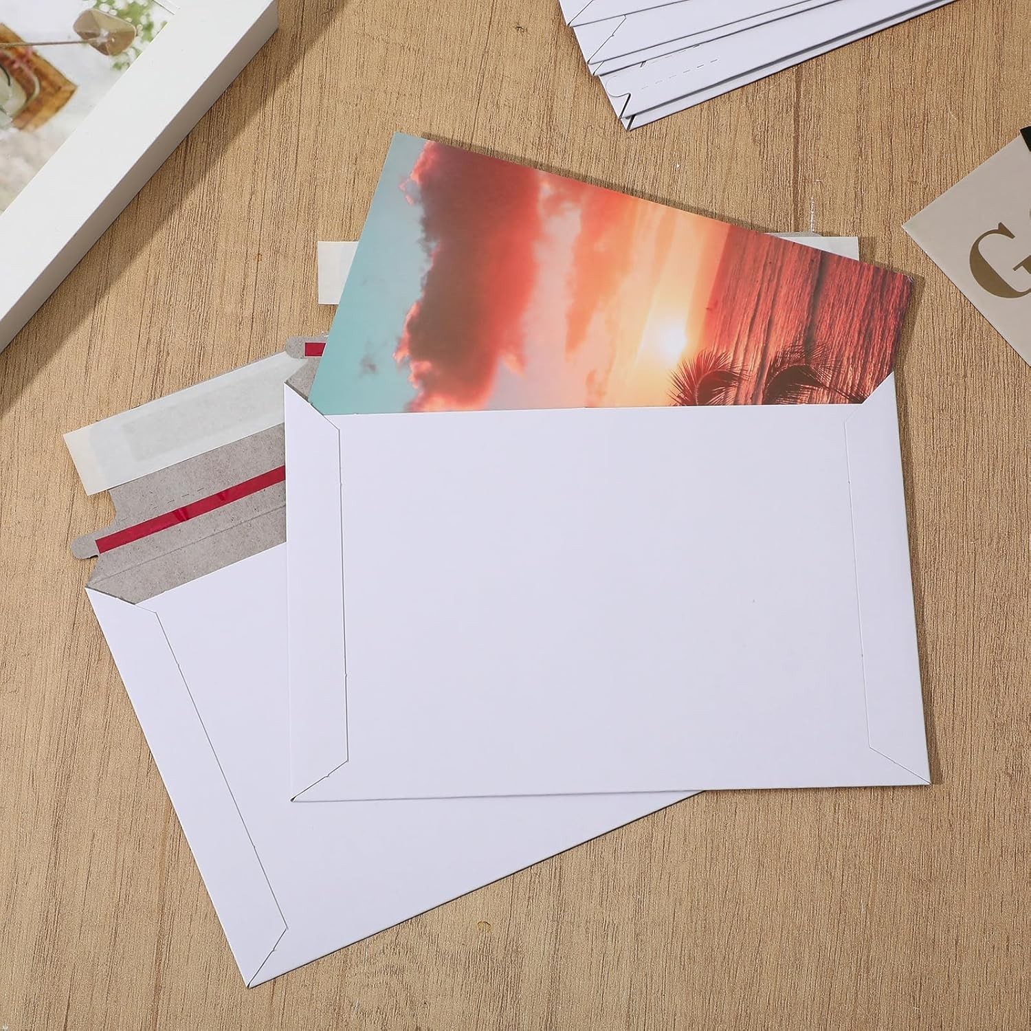 100 PCS 6.5×4.5 Inch Rigid Mailers White Cardboard Envelopes & #1 Mailer