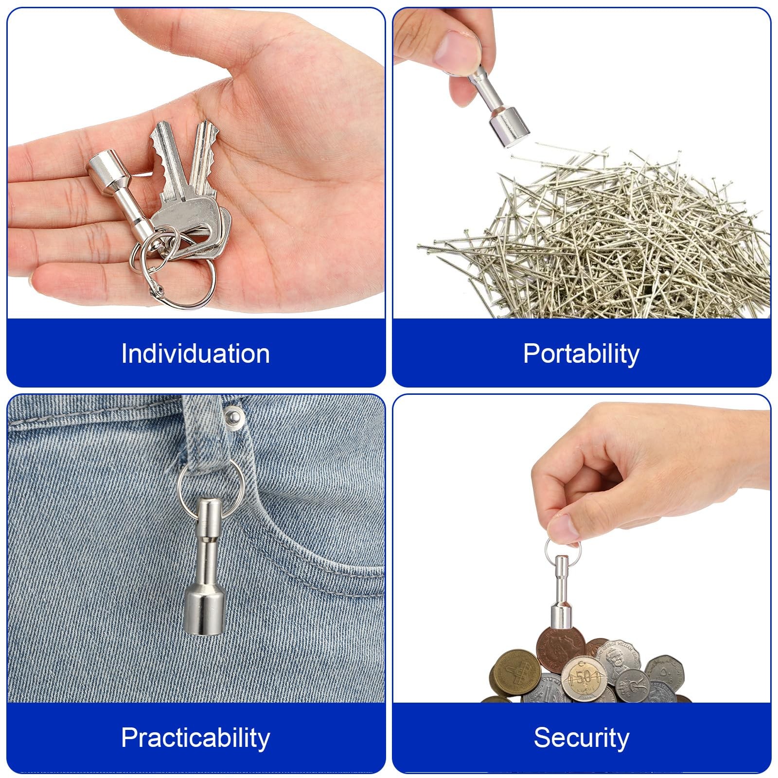 2 Pcs Keychain Magnet Testing Brass Key Holder Neodymium Key Chain Magnet