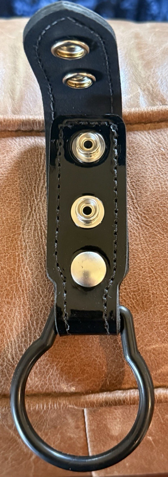 Police Black Leather Detachable Snap Strap Flashlight Holder