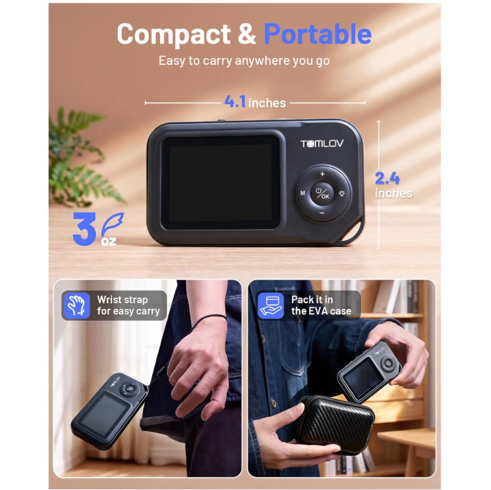 TOMLOV P50 Handheld Digital Microscope, Adjustable Focus, 2.4″ IPS Screen Adjust