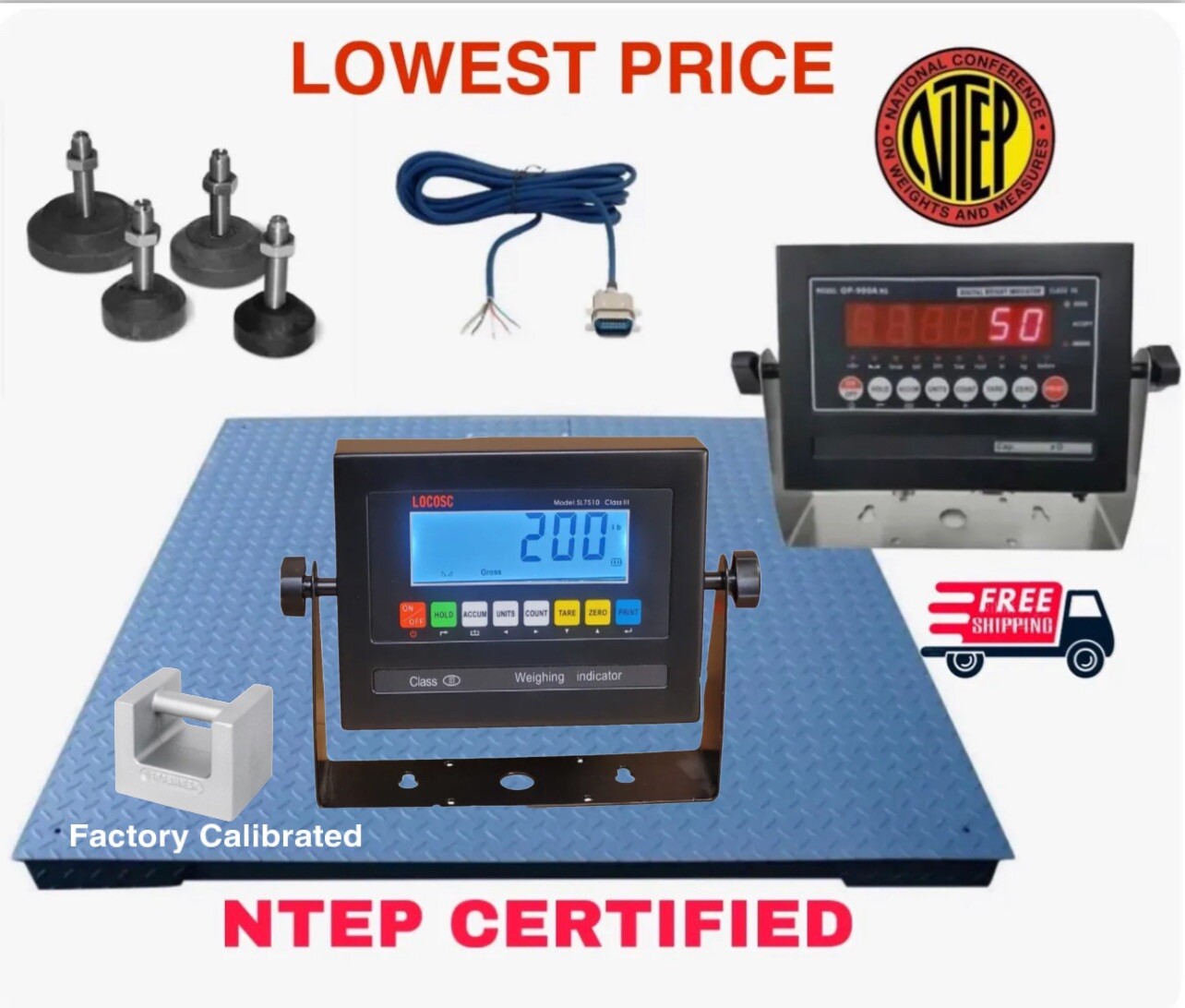 NTEP Certified – Industrial floor scale 48×48 – 5000 lb Capacity Pallet Scale