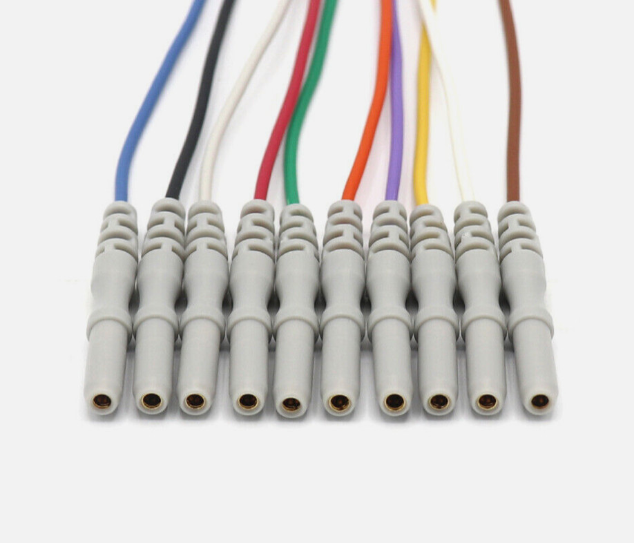 EEG Gold Cup Electrodes 48 Inch Wire with 1.5 DIN Set of 10-Same Day Shipping