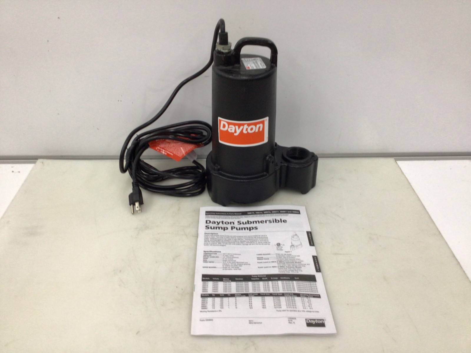 DAYTON 3BB74 HP 1/2,Sump Pump,No Switch Included 3BB74