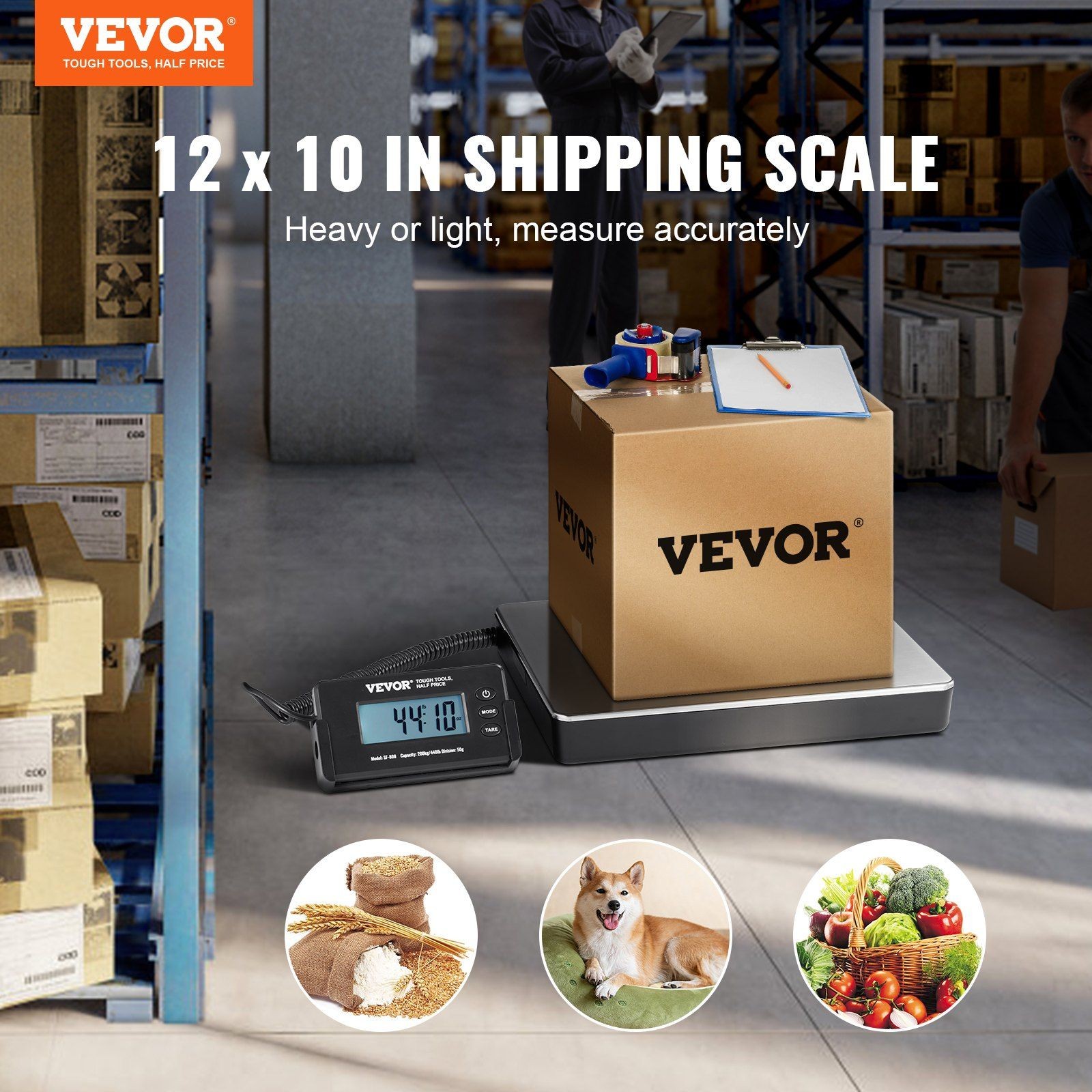 440lb x 1.7oz Convenient Package Scale Digital Tare Timer Bright Display