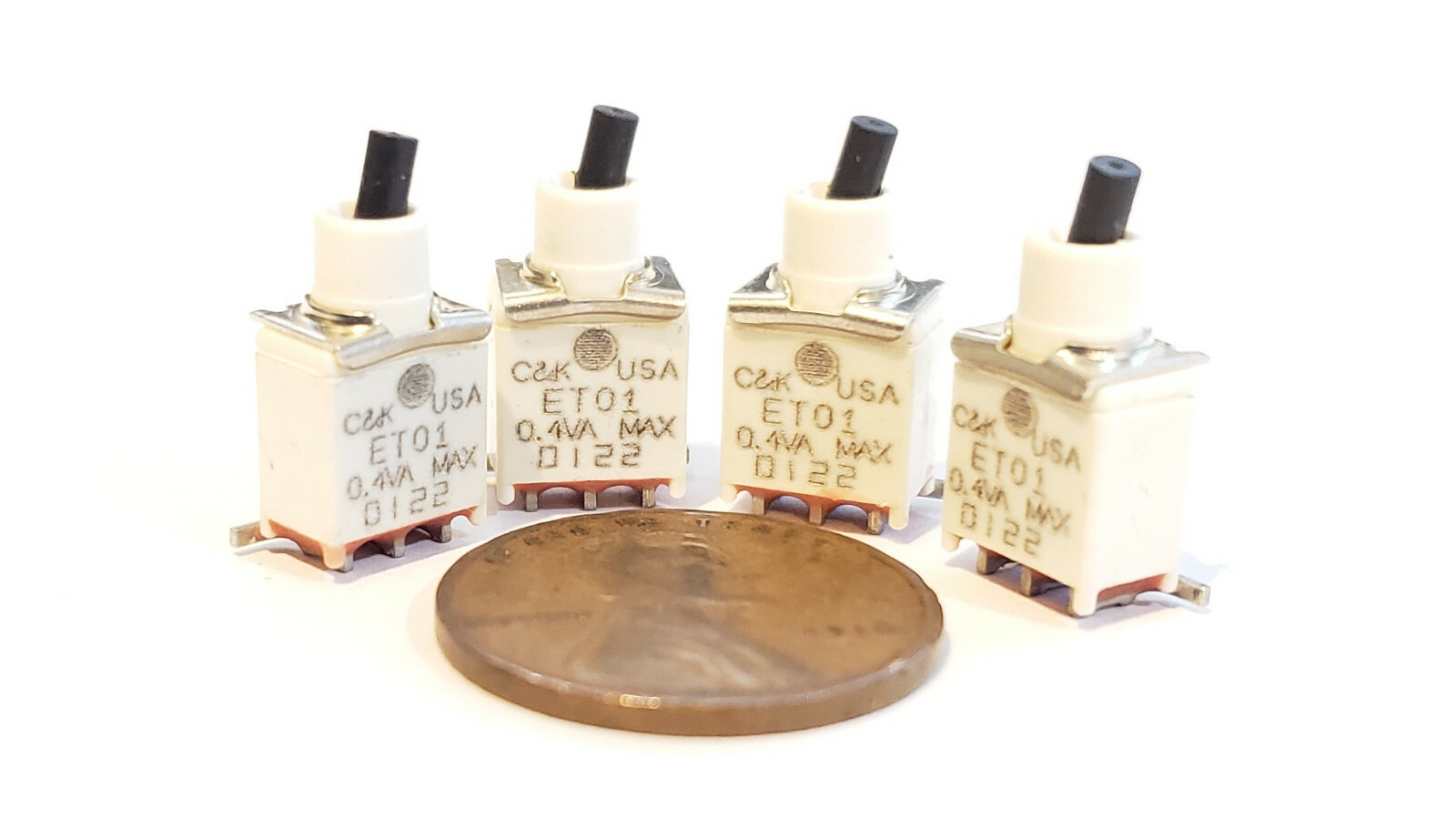 4 Pack C&K USA ET01 Toggle Switch 0.4VA 20V AC or DC SMD Mount SPDT ON-ON NC NO