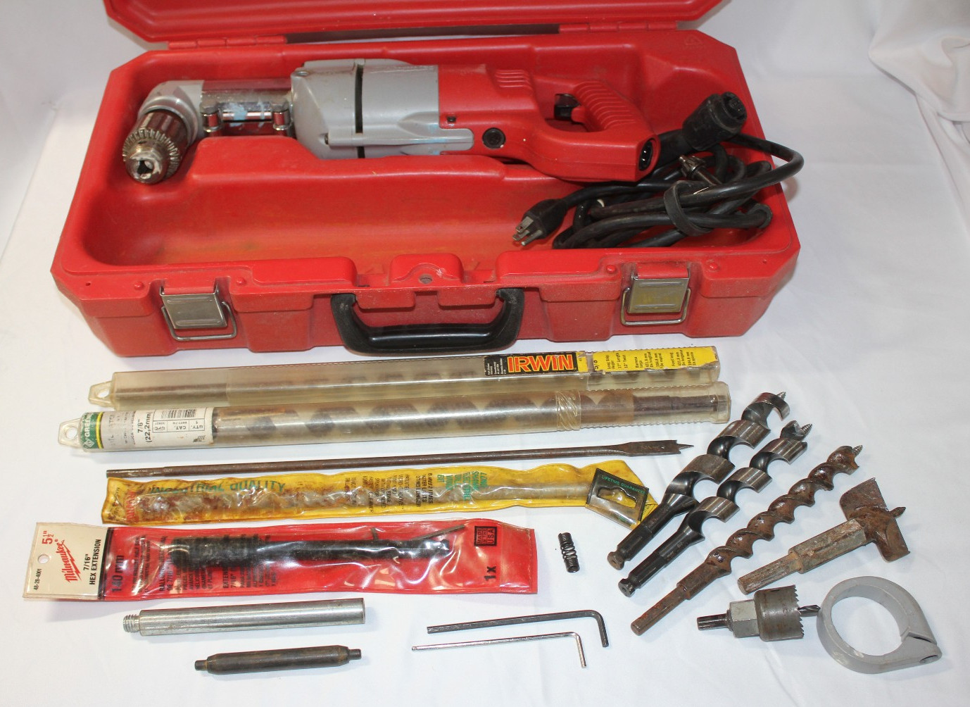 Milwaukee 1/2 Right Angle Drill 1107-1 with Extra Bits