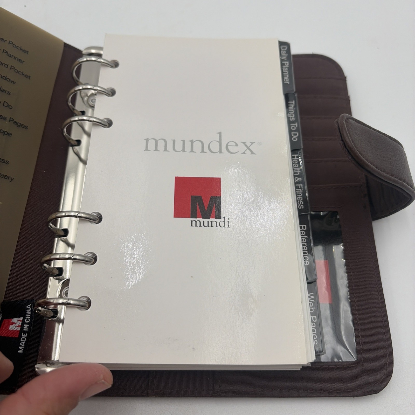 Mundi Mundex Daily Planner Organizer with Card Slots leather like Brown 6 ring