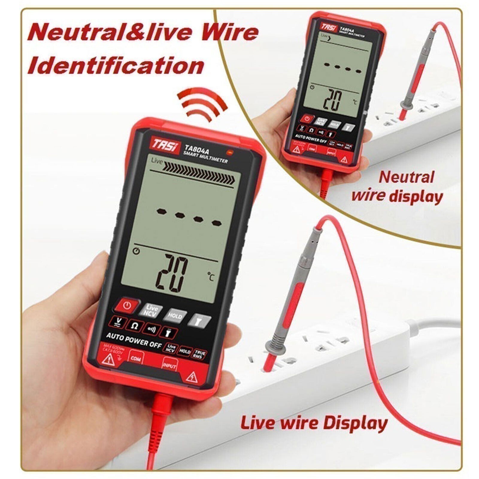 Multimeter Ohmmeter Voltmeter Digital Display Auto Range Test Volt Tester AC DC