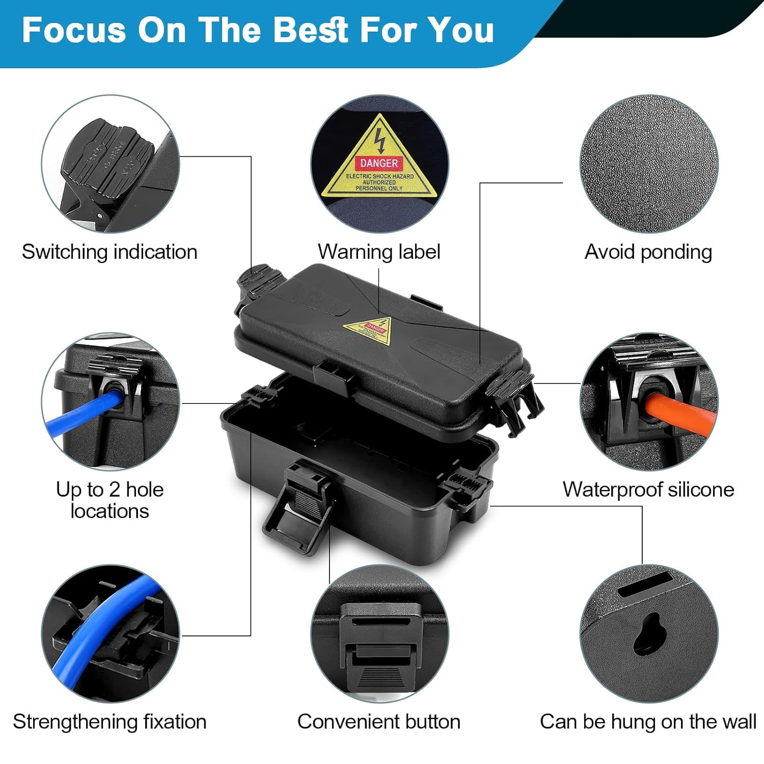 Outdoor Electrical Box Waterproof IP54-rated Outdoor Outlet Box Black Outdoor