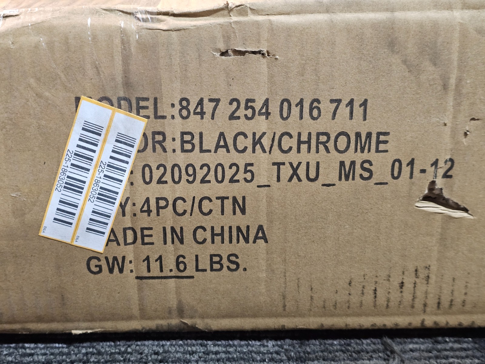 (QTY 4) Tapered Metal Table Leg 20″ 847 254 016 711 Black / Chrome Adjustable