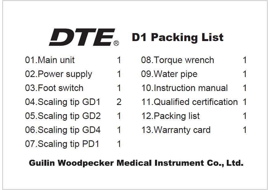 Original Woodpecker Dental DTE D1 Blue Ultrasonic Scaler Satelec Cavitron 110V
