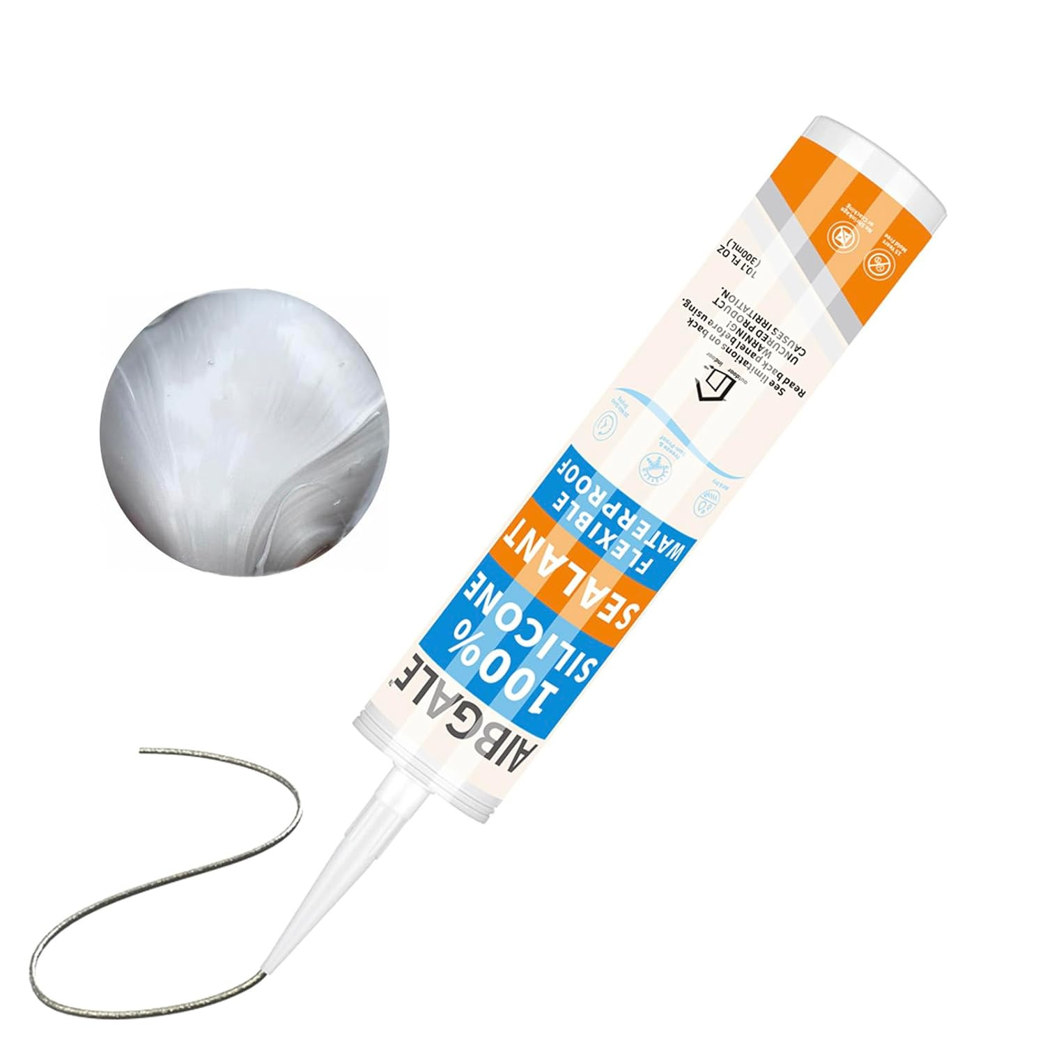 Silver Silicone Sealant, All-Purpose 100% Silicone Caulk, Waterproof Stronger Ad