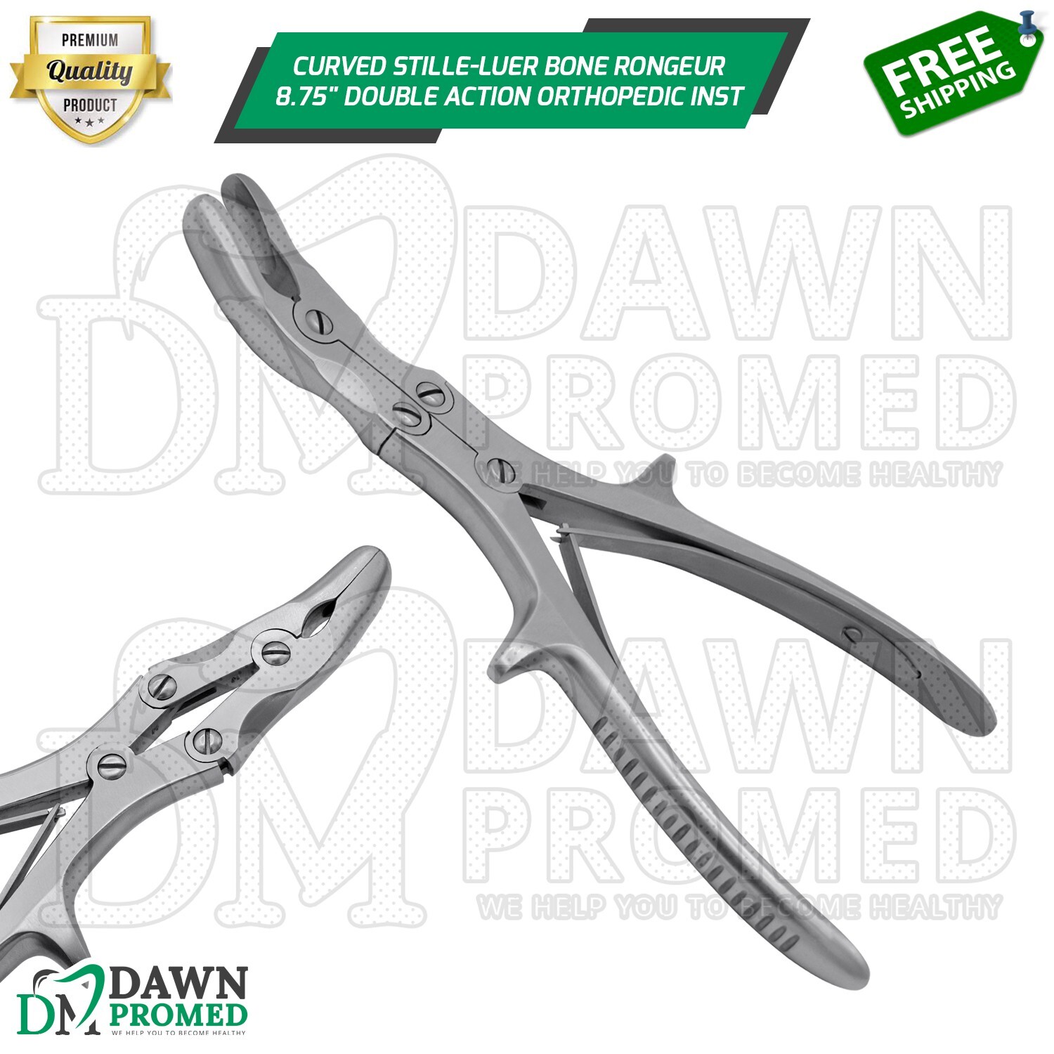 Curved Stille-Luer Bone Rongeur 8.75″ Double Action Orthopedic Inst German Grade