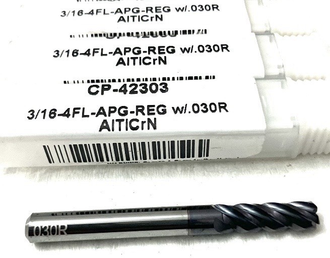 2PC Carbide Plus CP-42303 3/16″ 4FL Corner Radius End Mill AlTiCrN .030R NEW