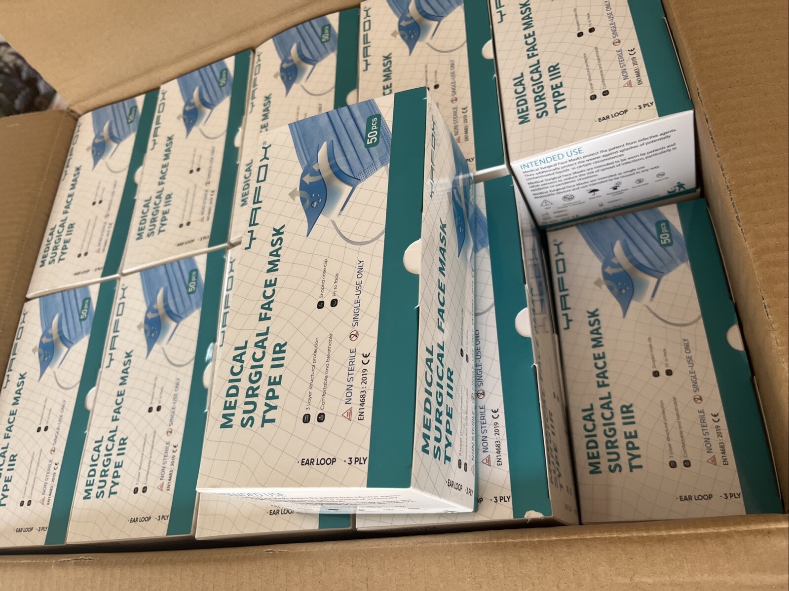 Bulk Lot 3-ply Ear Loop Disposable Face Masks, Case of 40 Packs, 2000 Pcs, NEW!