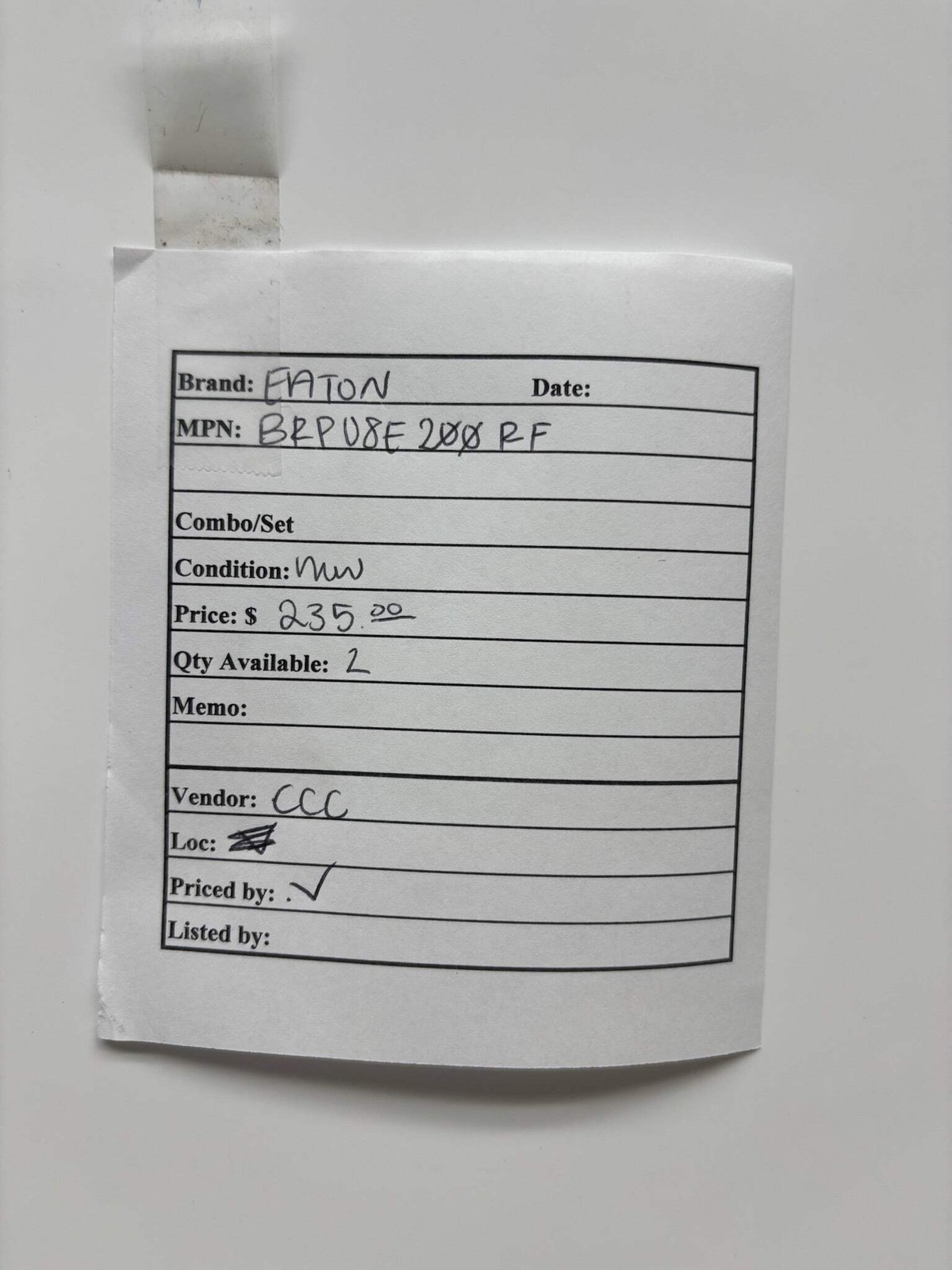 Eaton BRP08E200RF Cutler Hammer Series Plug-On Natural Design 200 AMP
