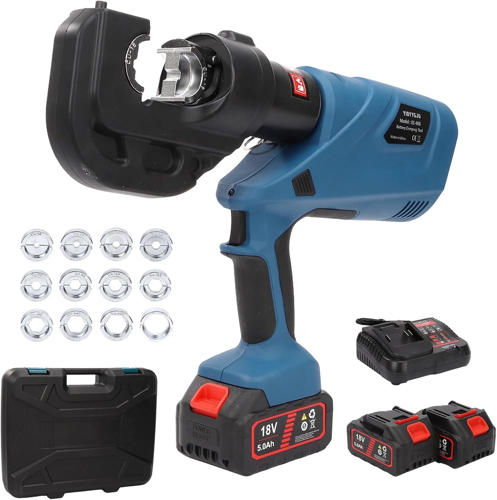 Hydraulic Crimping Tool 12Ton Battery Powered 120KN 21V Lithium-Ion 360°