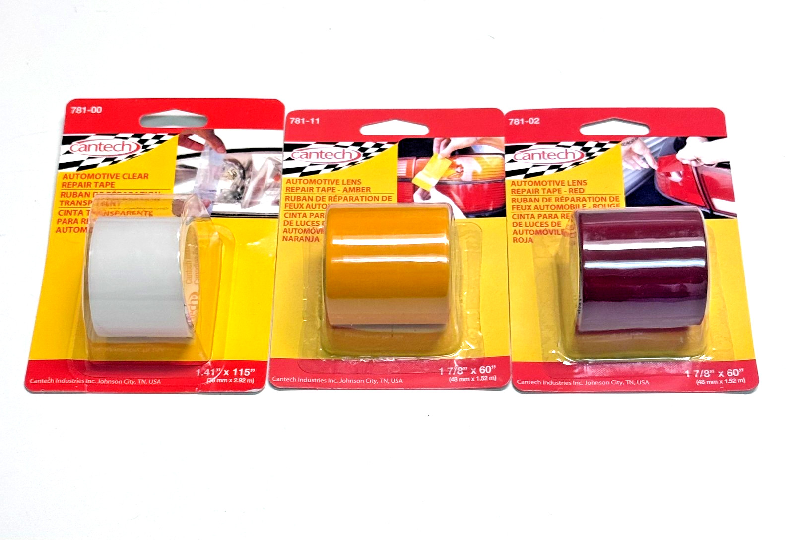 Headlight Repair Tape, Red, Yellow and Clear 3 pack, 1.41 in x 115 in.