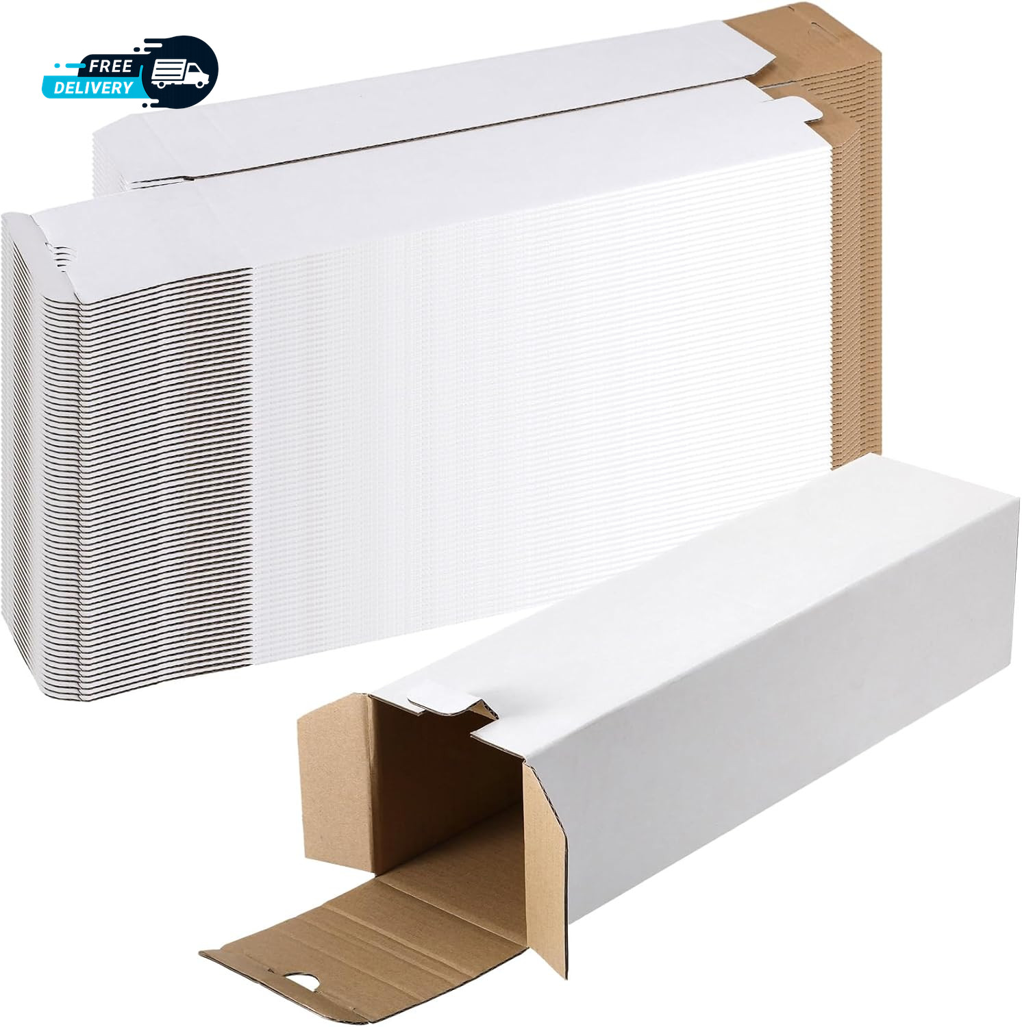 50 Pcs Mailing Tube 3 X 3 X 12 Inches Corrugated Cardboard Box Square