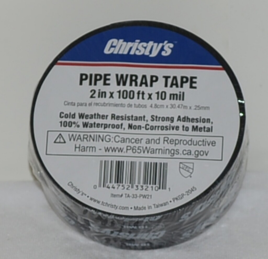 Christy’s TA 33 PW21 2 Inch X 100 Foot By 10 Mil Pipe Wrap Tape Black