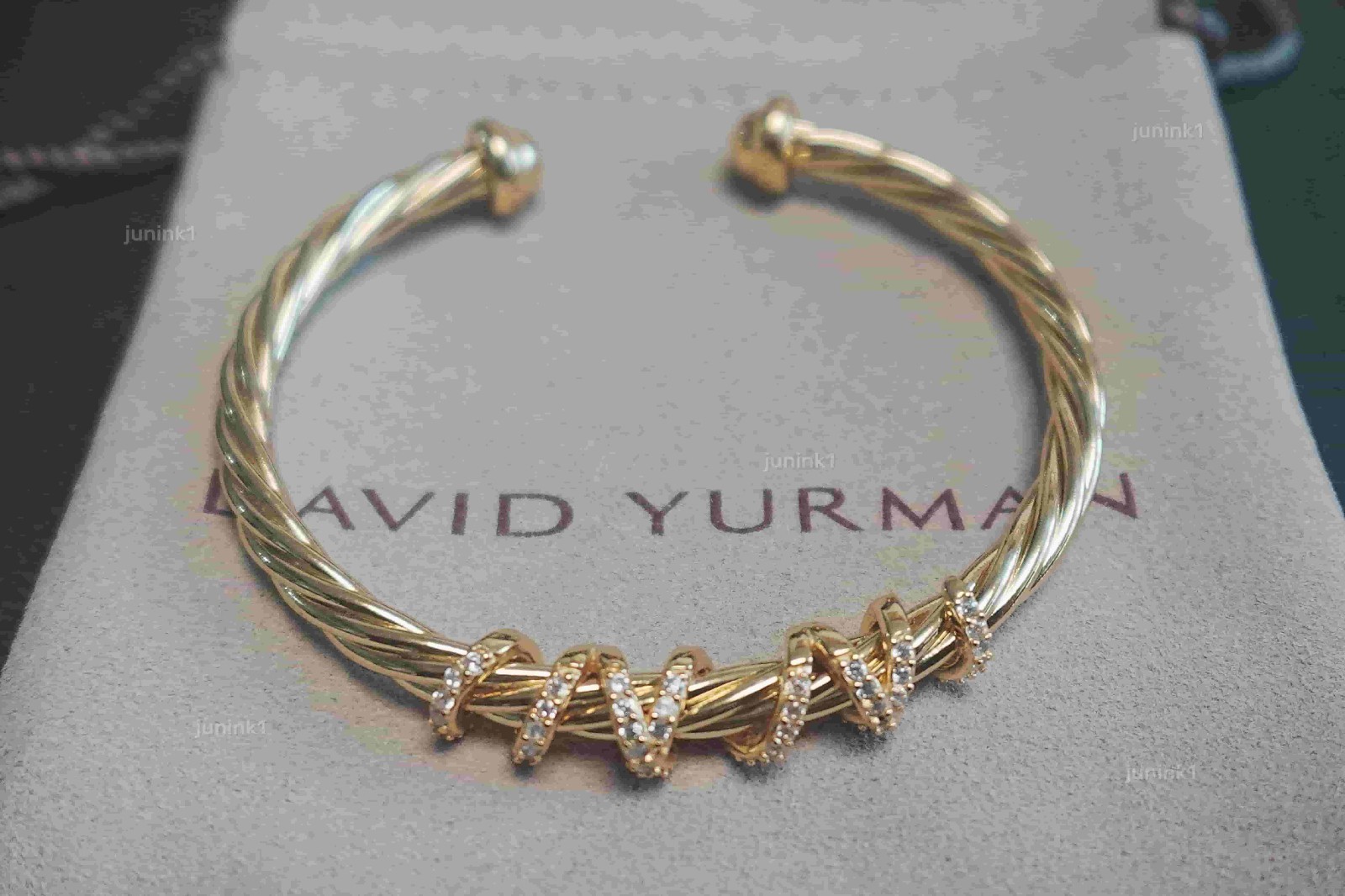 NEW.DavldYurman 18k gold 4mm&Rotating Curved Round Head Bracelet