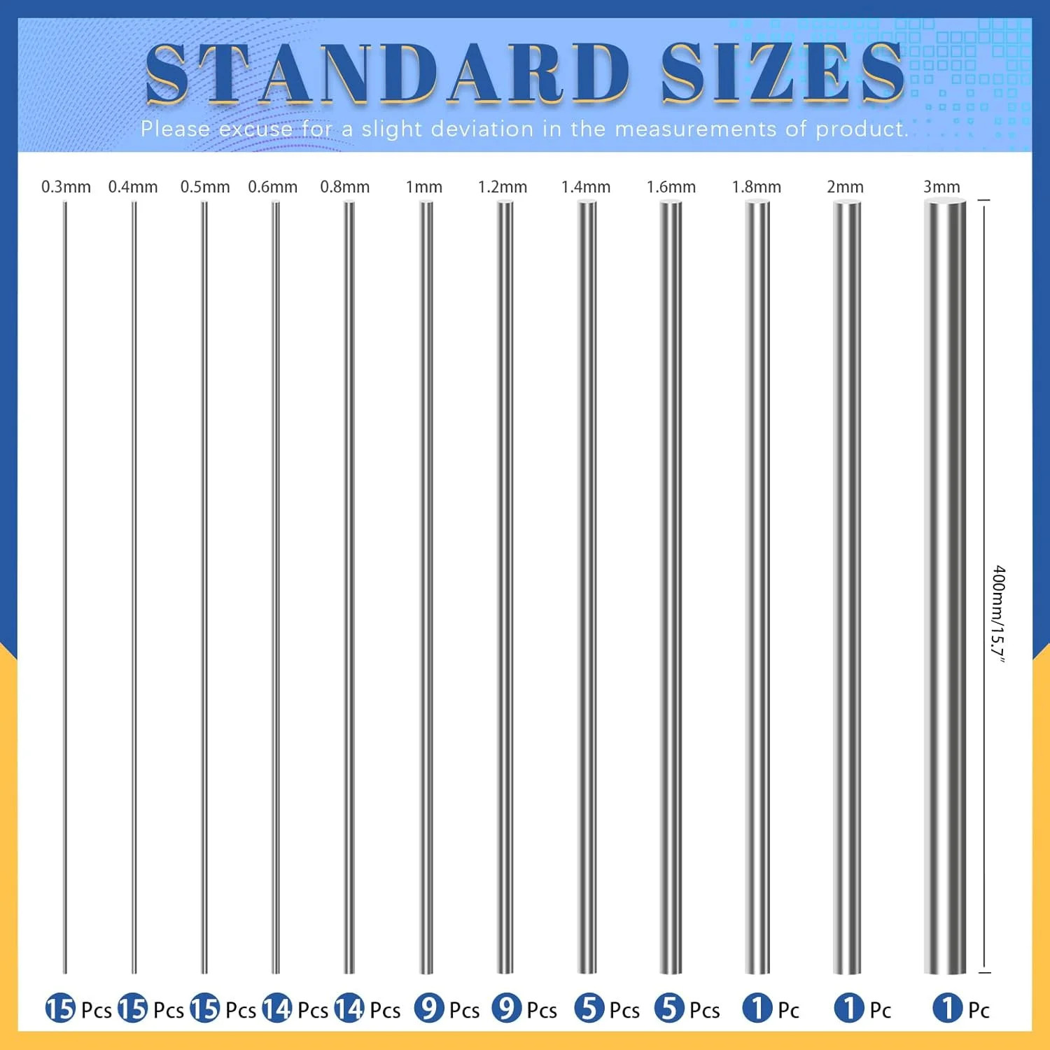 Glarks 104Pcs Stainless Steel Spring Wire Assortment Kit – Diameter 0.3-3mm, Len