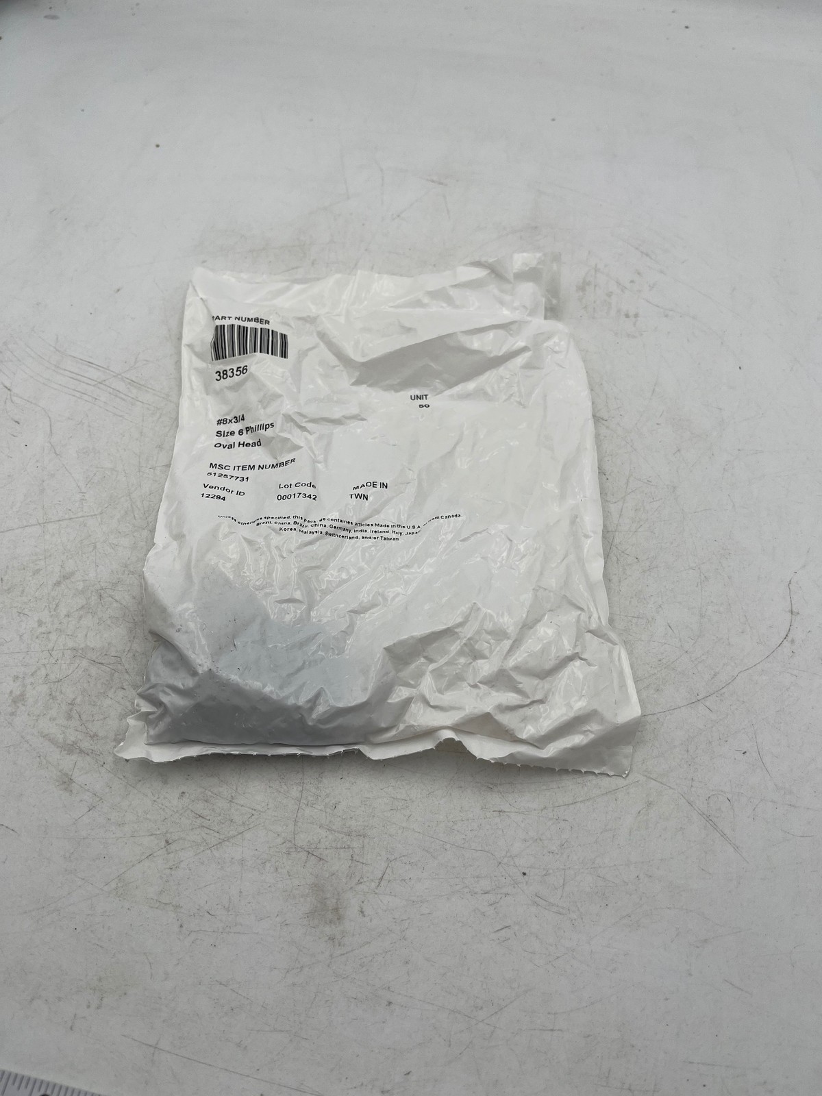 #8 x 3/4 Black Phillips Oval Head Screws Size 6 50 Pack MSC Item 51257731