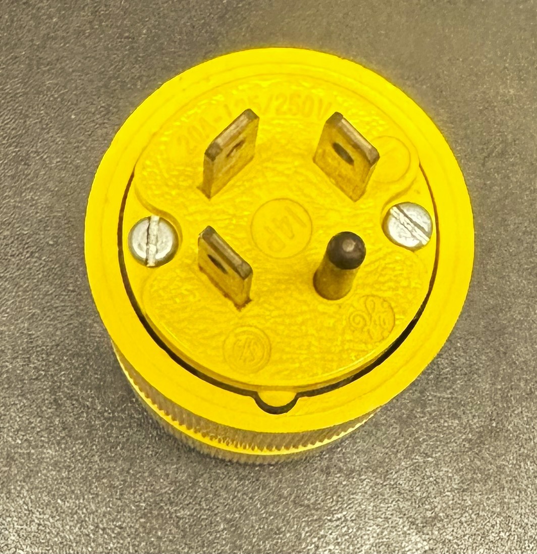 GE 20A 125/250V 14-20P 4-WIRE STRAIGHT BLADE CONNECTOR MALE CORD END YELLOW