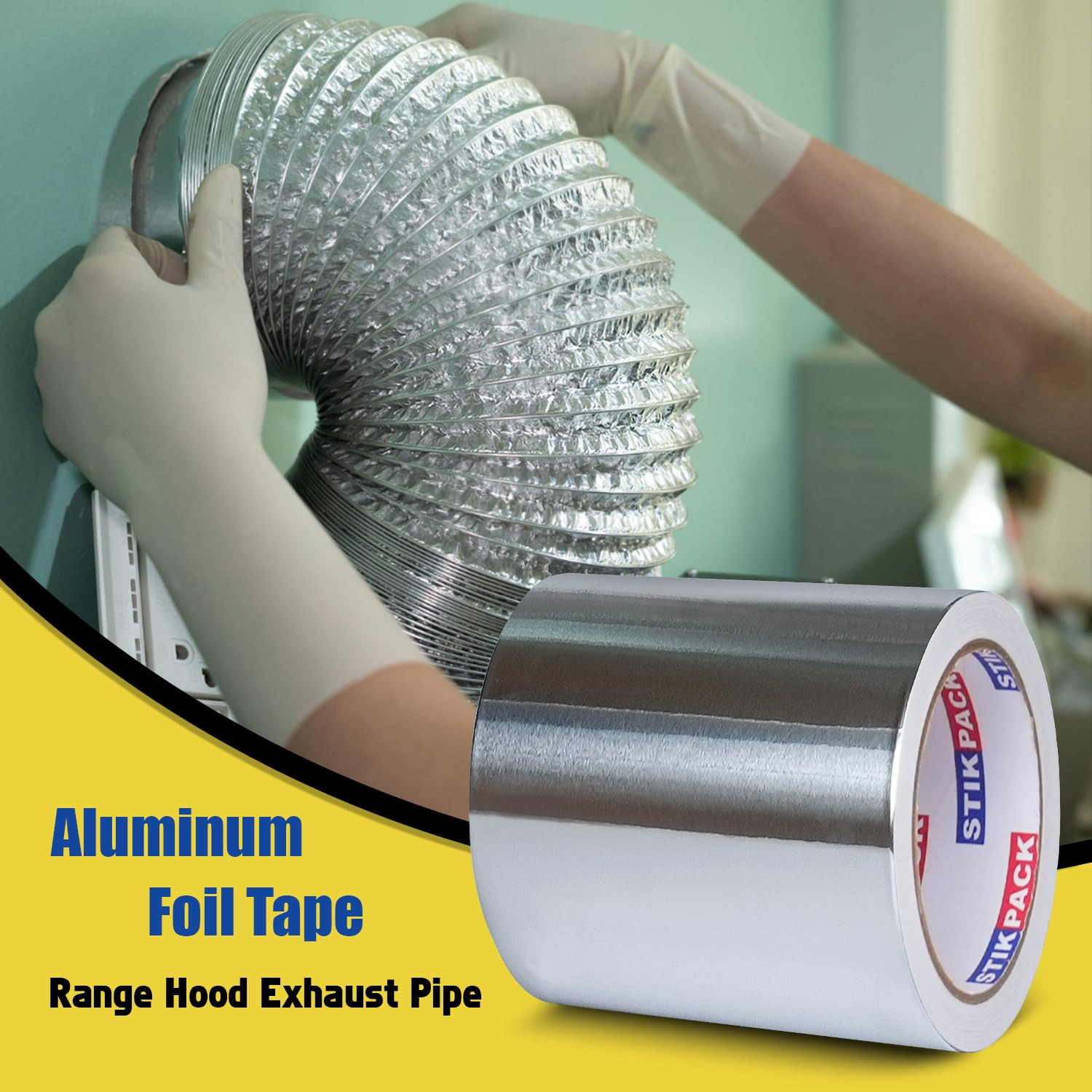 Aluminum Foil Tape 6 Inch X 60Ft (20 Yards) Heavy Duty HVAC Duct Tape for Ductwo