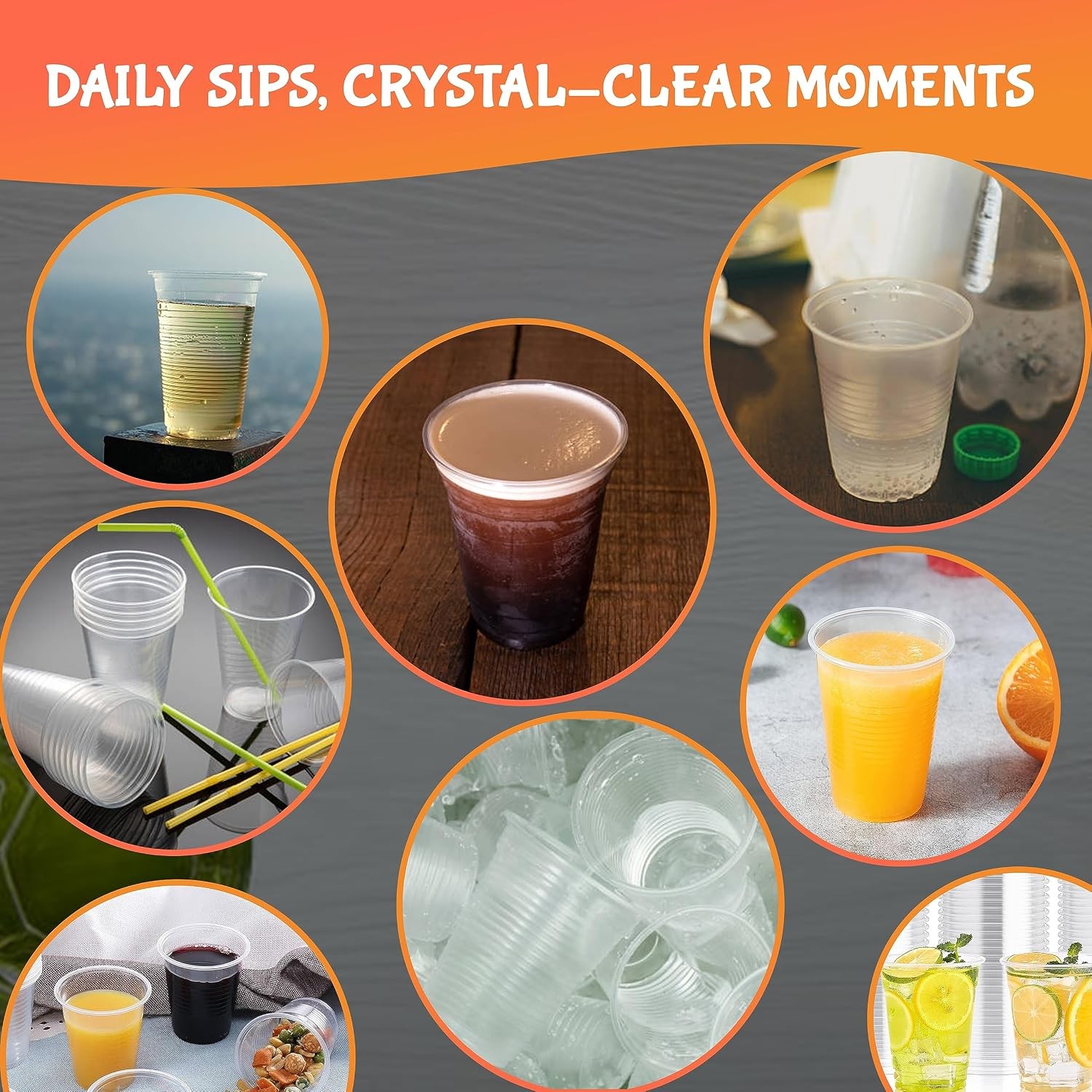 9oz Translucent Thin Wall Plastic Cold Cup- Pack of 100ct
