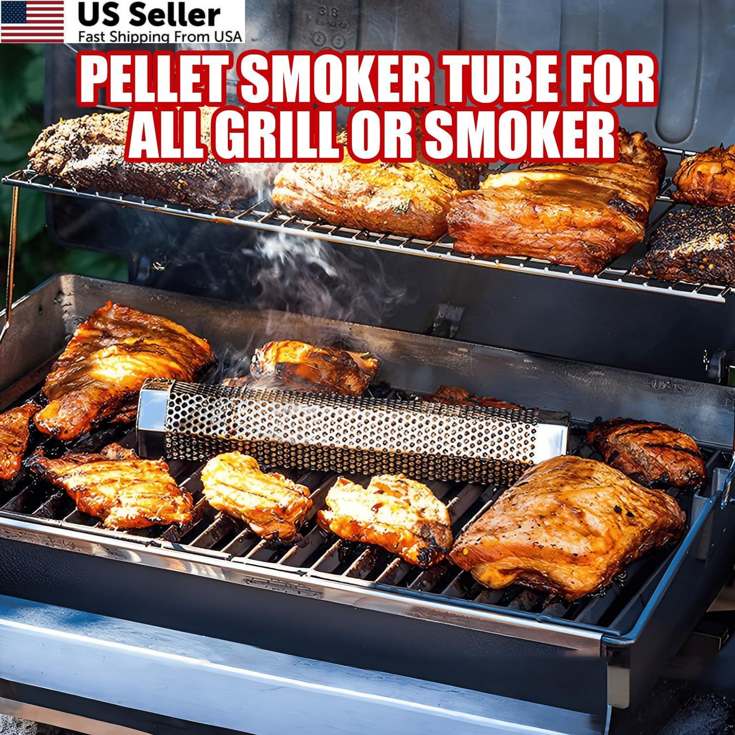 SHIKORI Smoker Tube, Stainless Steel Pellet 6.1*2.16*1.96 in, 6 in