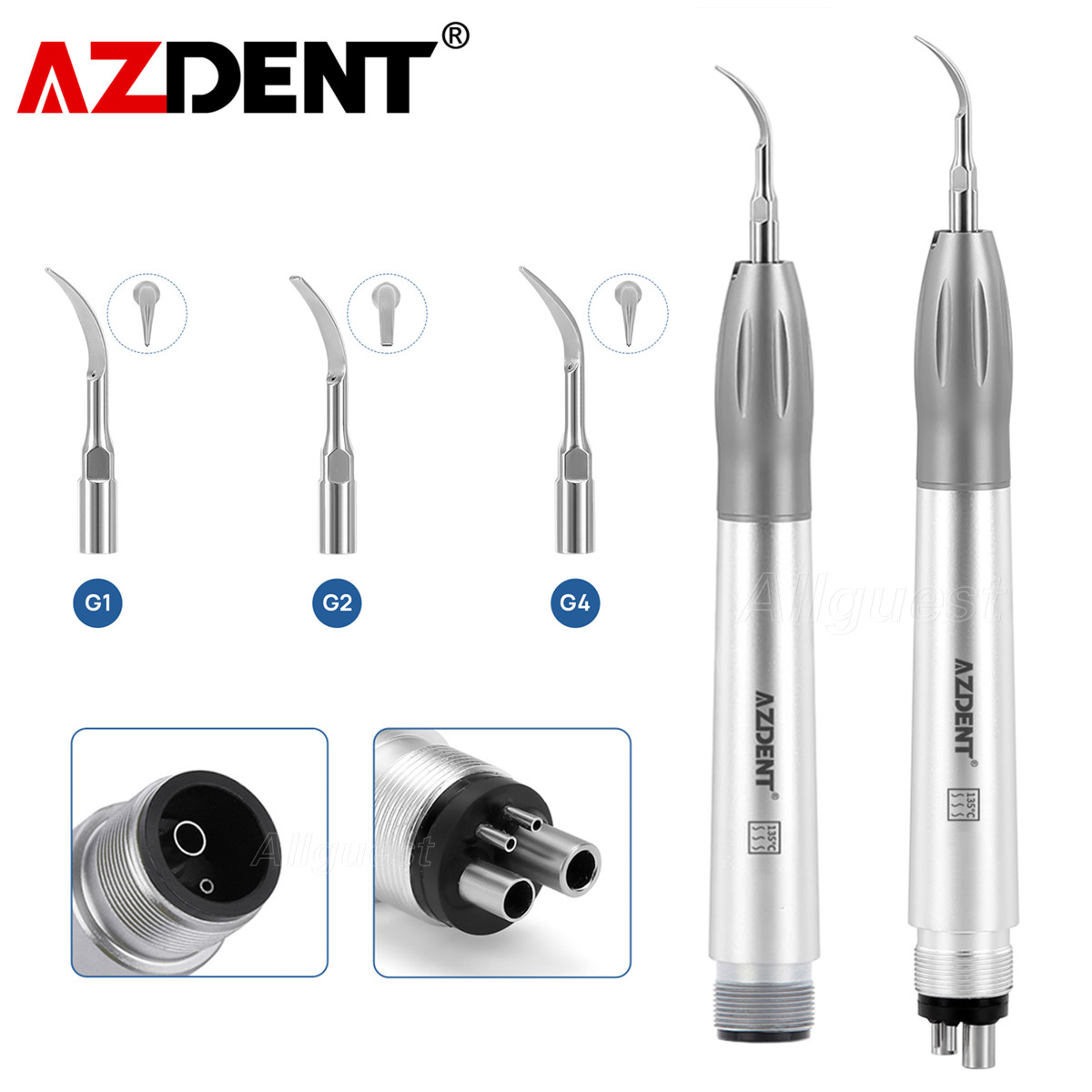 US Dental Ultrasonic Air Perio Scaler Handpiece 2/4 Hole with 3 Tips AZDENT