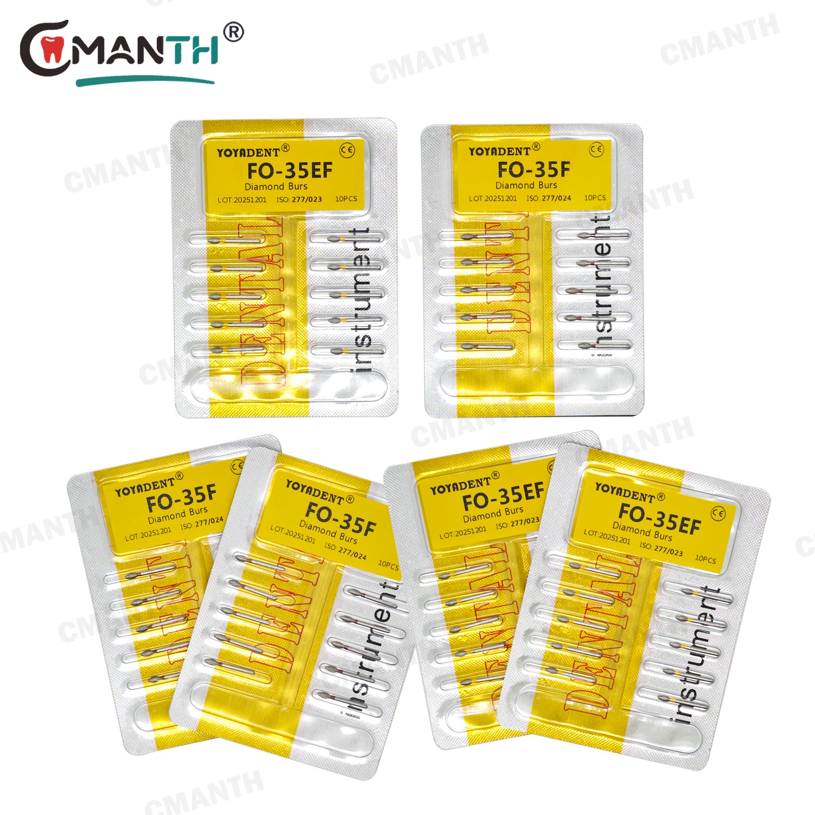 Dental Diamond Burs Taper Flat Burs High Speed Handpiece FG Friction Grip 20PCS
