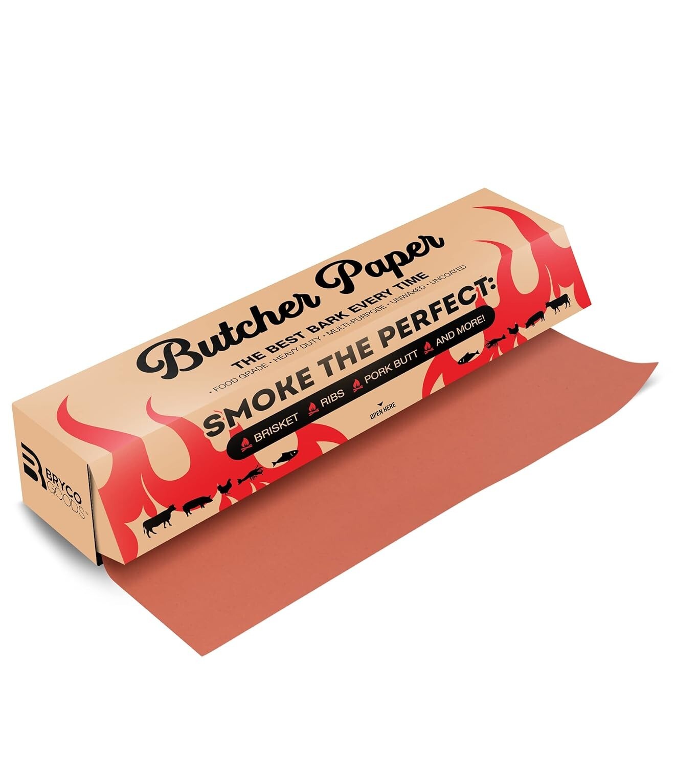Unbleached Peach Butcher Paper Roll with Cutter – Ideal for Smoking and Grilling