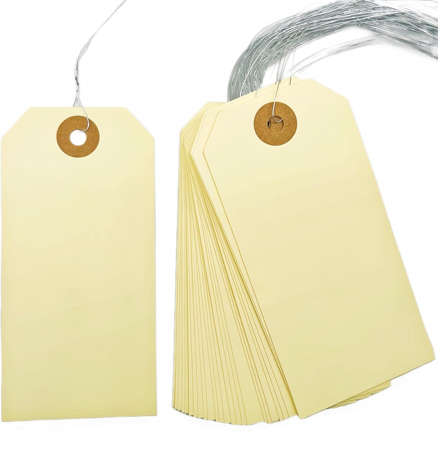Blank Shipping Tags with Wire – 120 PCS 4 3/4″ X 2 3/8″ Manila Hang Tags for Inv