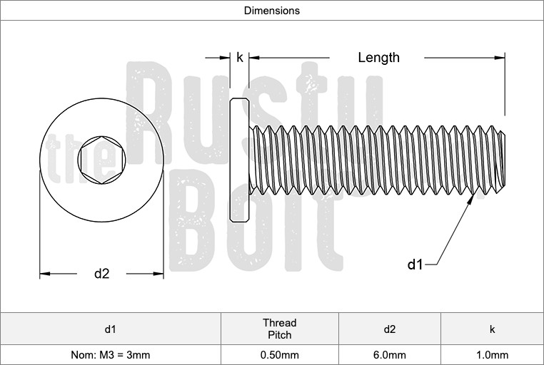 M3 x 22mm, Socket Head Screws, Ultra Low Profile, Thin, Wafer, Steel, Black