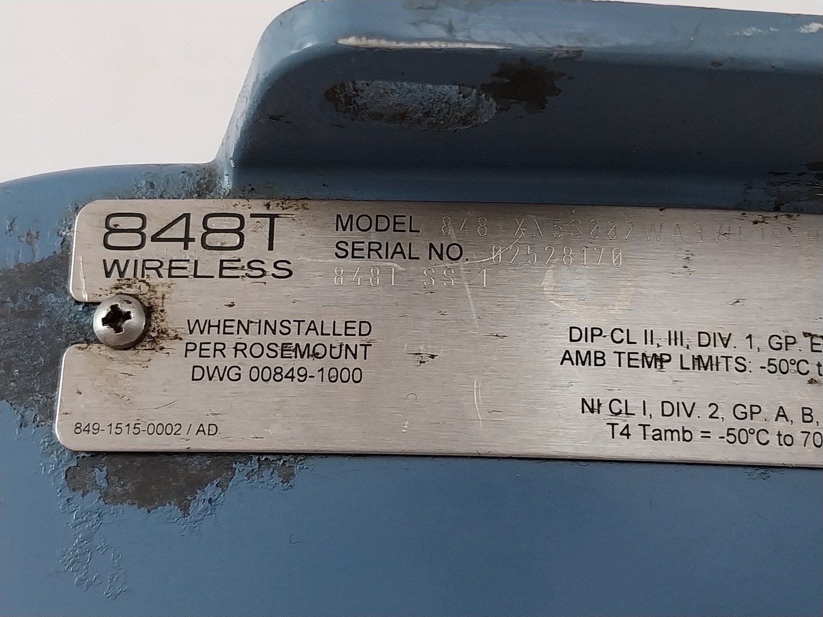Rosemount 848T Wireless Temperature Transmitter 848TXN5S002WA3WK1B6HA1C1F5C4Q4