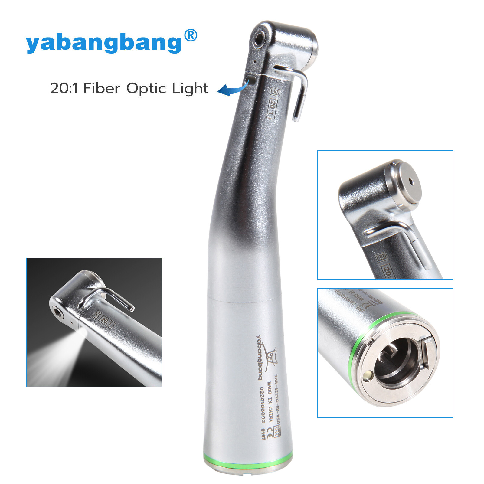 Dental 20:1 LED Fiber Optic Implant Contra Angle Handpiece SG20L Fit NSK Ti-Max