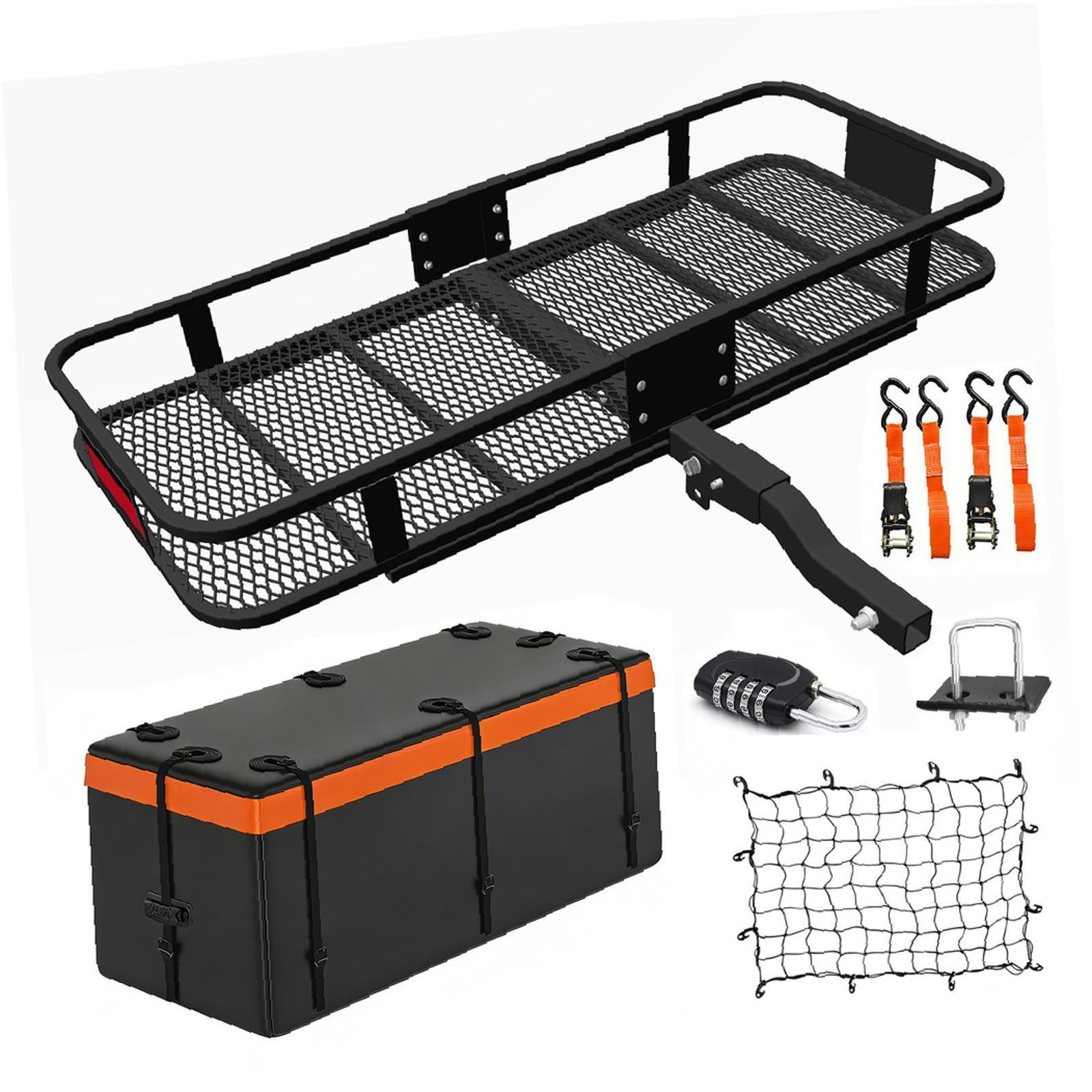 Heavy Duty Load Folding Hitch Cargo Carrier, 500Lbs Trailer Basket, Waterproof