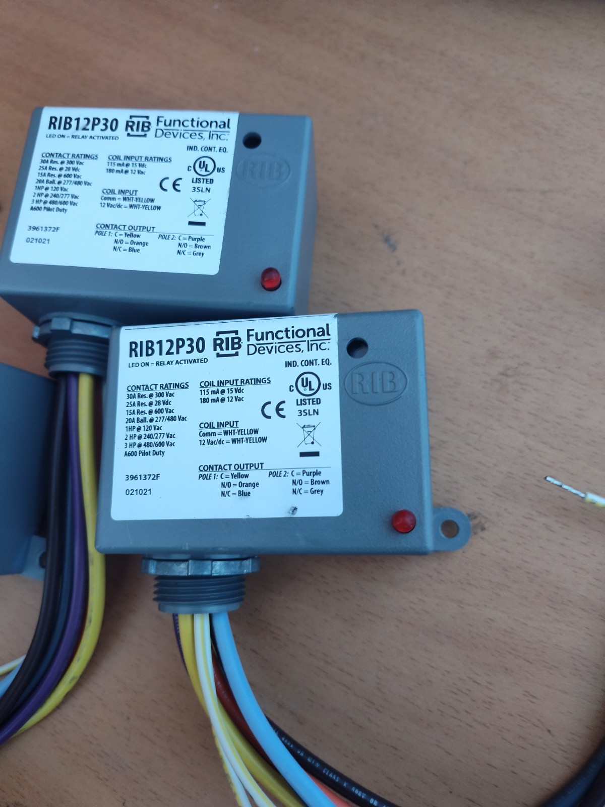 3 lot of Functional Devices RIB12P30 Enclosed Relay 30A DPDT 12Vac/dc