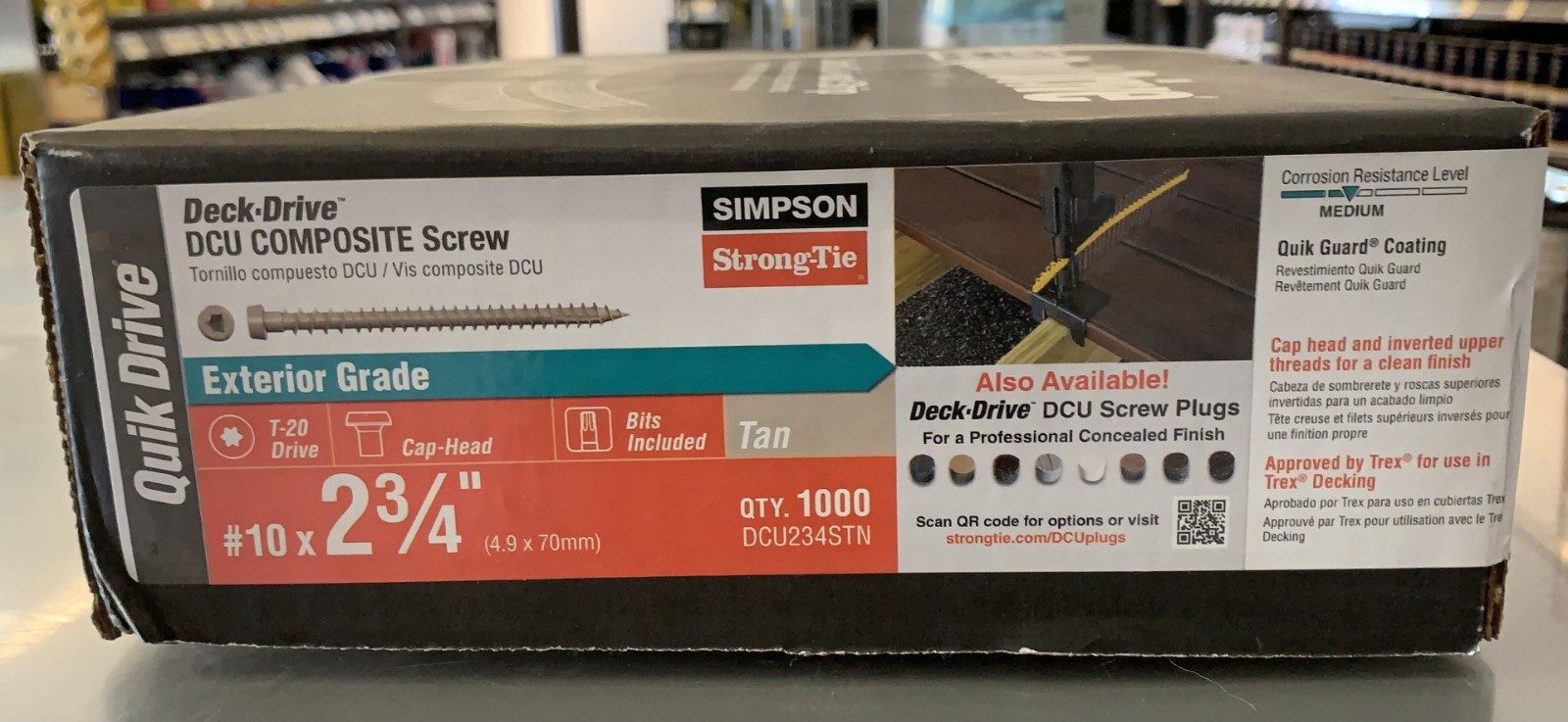 Simpson DCU234STN Deck-Drive DCU Composite Screw (Collated) #10×2 3/4″ 1000CT