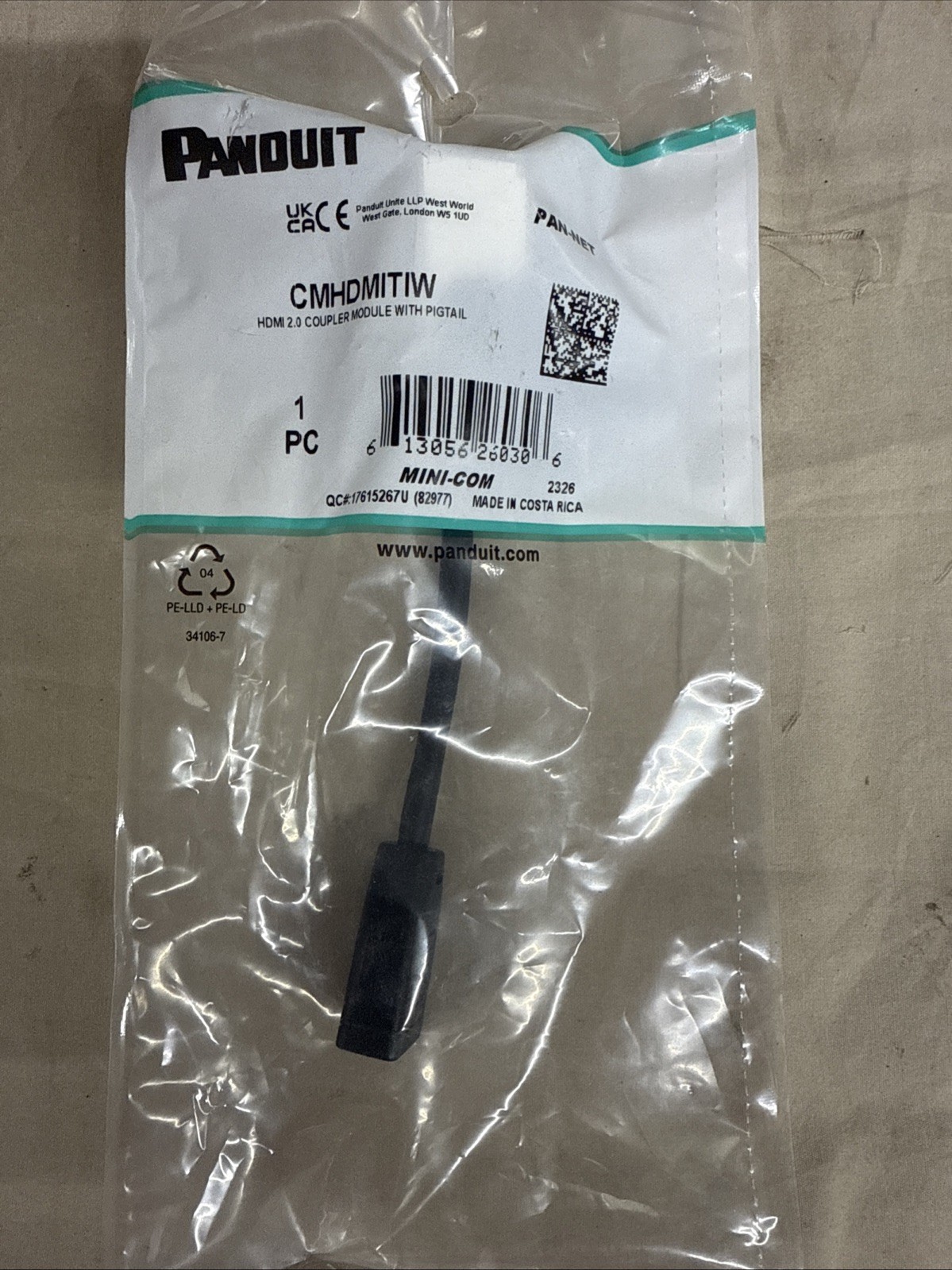 Panduit CMHDMITIW HDMI 2.0 Coupler Module With Pigtail – 1