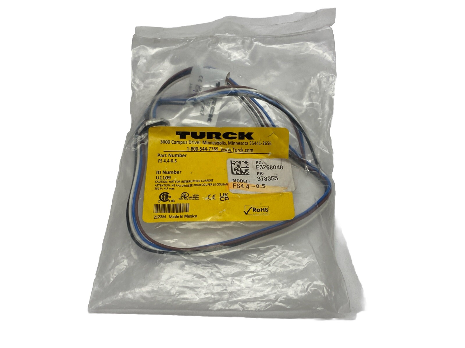 Turck FS 4.4-0.5 Eurofast Front Mount Receptacle 0.5M U1109