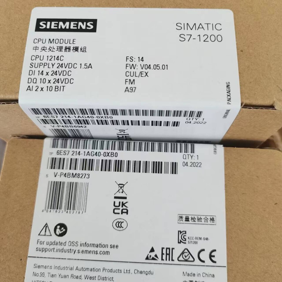 SIEMENS 6ES7 214-1AG40-0XB0 6ES7214-1AG40-0XB0 S7-1200 CPU 1214C CPU Module #S