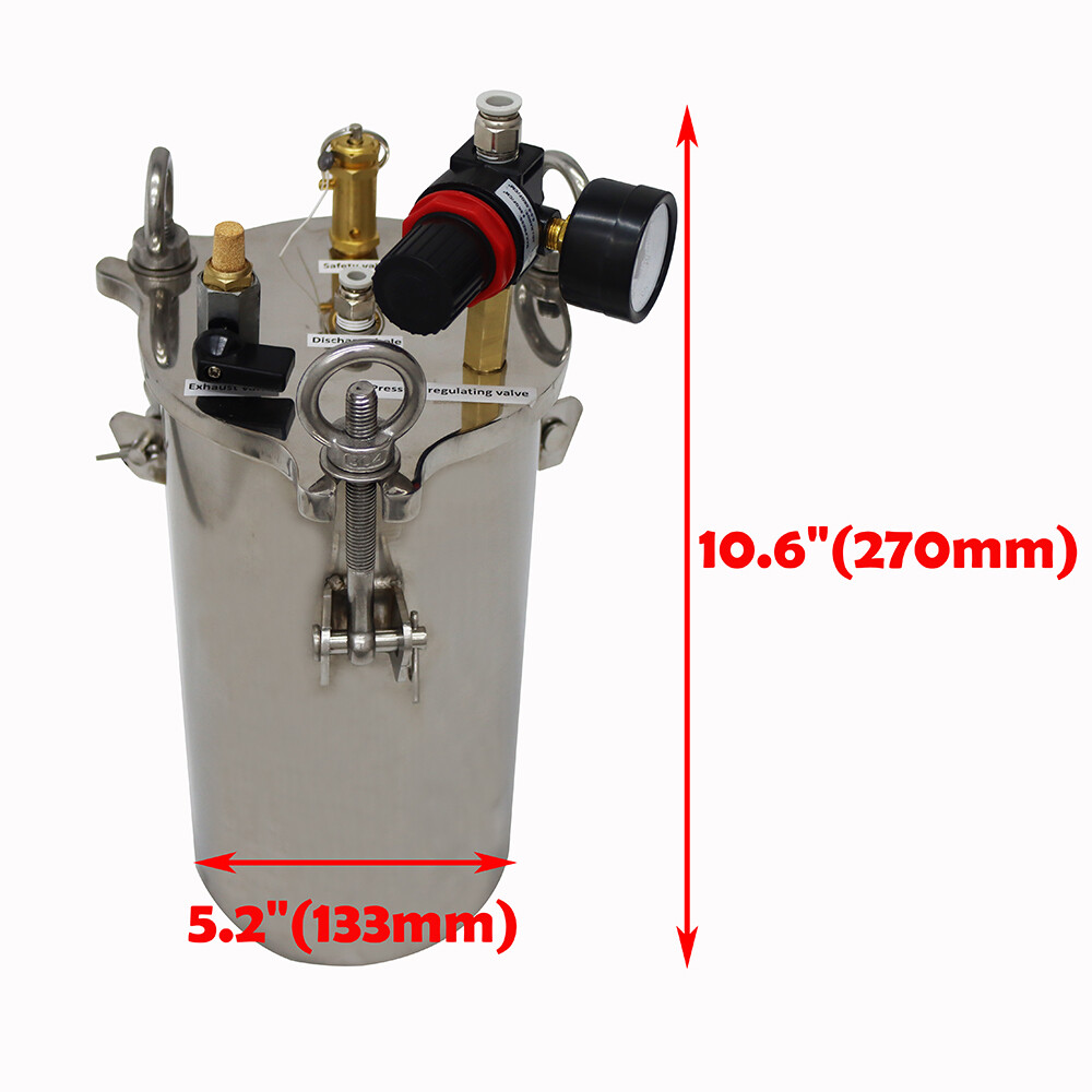 3L 5.2in Stainless Steel Pressure Tank Dispenser Glue Dispensing Storage Bucket