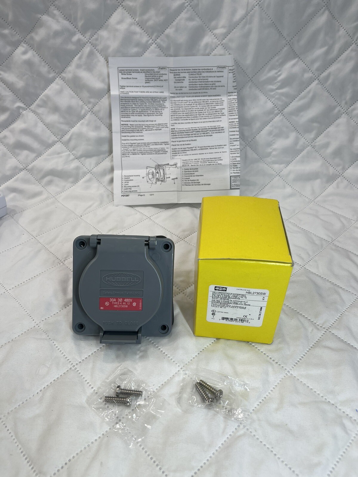 HUBBELL HBL2730SW HBL RECEPTACLE WATERTIGHT SAFETY 30 AMPS 480 VOLTS 3 POLE 4 WI