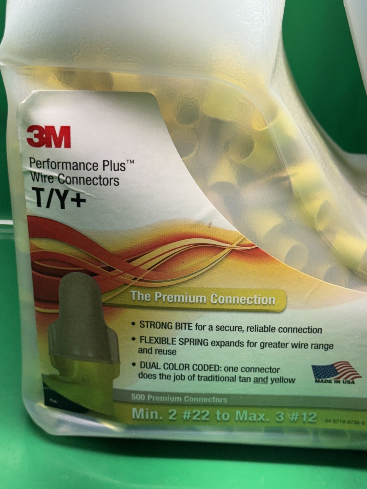 (500 Count) 3M Performance Plus Winged Twist-On Wire Connectors T/Y+ 22-12