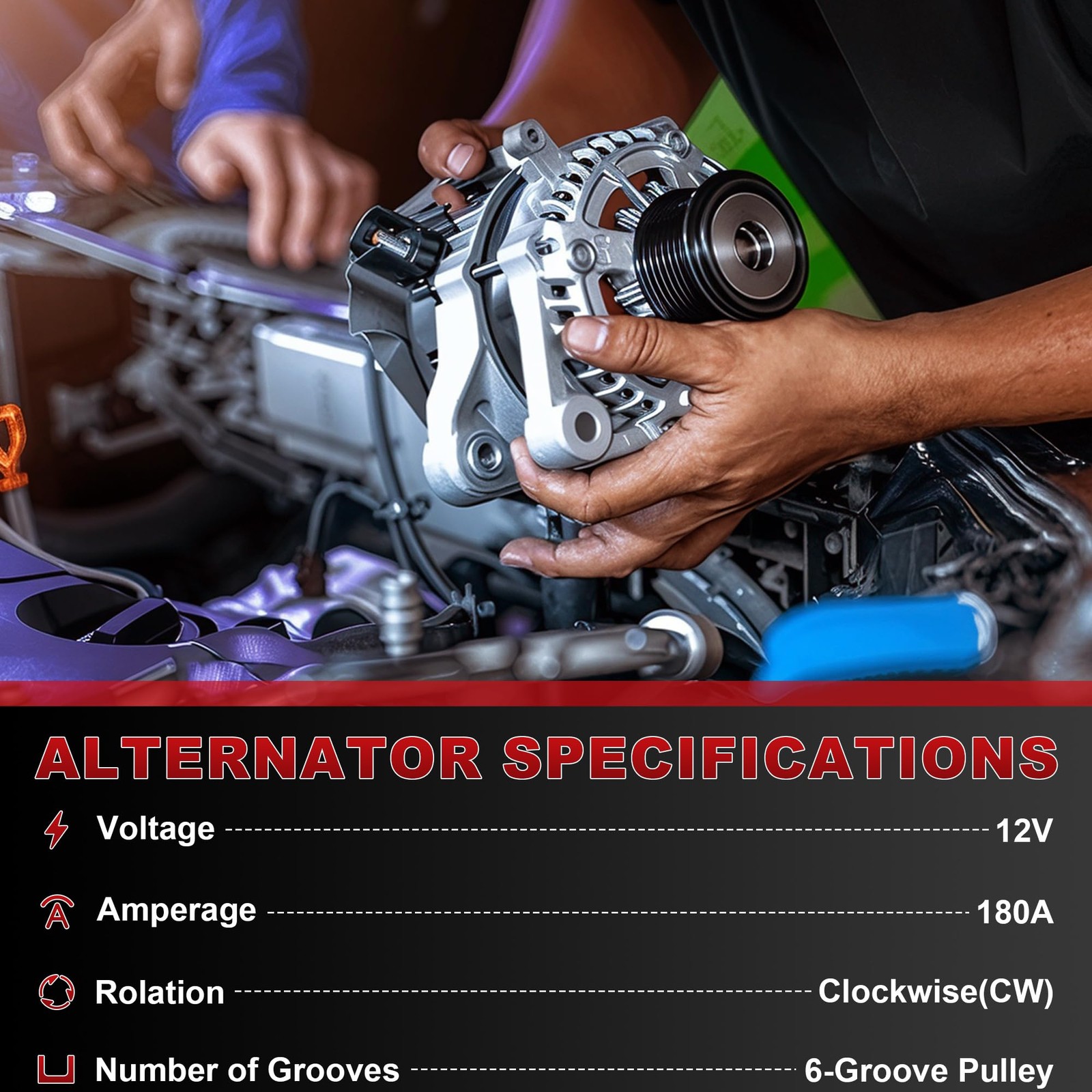 Alternator 12V 180A CW 6-Groove 11220N 15710 GL550 CLS550 ML350 E350 S550 CL550